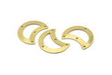 Brass Moon Charm, 12 Raw Brass Moon Charm With 4 Holes, Blanks, Findings (25x15x0.70mm) M757