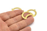 Brass Moon Charm, 12 Raw Brass Moon Charm With 1 Loop, Blanks, Findings (25x18x0.70mm) M753