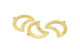 Brass Moon Charm, 12 Raw Brass Moon Charm With 1 Loop And 1 Hole, Blanks, Findings (25x18x0.70mm) M754