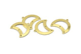 Brass Moon Charm, 12 Raw Brass Moon Charm With 1 Loop And 3 Holes, Blanks, Findings (25x18x0.70mm) M756