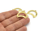 Brass Moon Charm, 12 Raw Brass Moon Charm With 1 Loop And 3 Holes, Blanks, Findings (25x18x0.70mm) M756