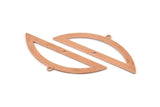 Semi Circle Blank, 6 Raw Copper Semi Circle Charms With 1 Loop And 1 Hole, Stamping Blanks (51x17x0.70mm) M889