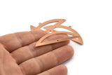 Semi Circle Blank, 6 Raw Copper Semi Circle Charms With 1 Loop And 1 Hole, Stamping Blanks (51x17x0.70mm) M889