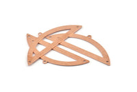 Semi Circle Blank, 6 Raw Copper Half Moon Charms With 1 Loop And 2 Holes, Stamping Blanks (51x17x0.70mm) M890