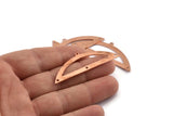 Semi Circle Blank, 6 Raw Copper Half Moon Charms With 1 Loop And 3 Holes, Stamping Blanks (51x17x0.70mm) M891