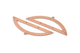 Semi Circle Blank, 6 Raw Copper Semi Circle Charms With 1 Loop And 4 Holes, Stamping Blanks (51x17x0.70mm) M892