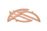 Semi Circle Blank, 6 Raw Copper Semi Circle Charms With 1 Loop And 4 Holes, Stamping Blanks (51x17x0.70mm) M892