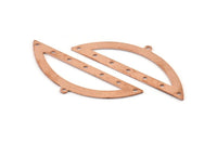 Semi Circle Blank, 6 Raw Copper Semi Circle Charms With 1 Loop And 7 Holes, Stamping Blanks (51x17x0.70mm) M893