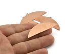 Semi Circle Blank, 6 Raw Copper Semi Circle Charms With 1 Loop, Stamping Blanks (51x17x0.70mm) M904