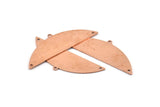 Semi Circle Blank, 6 Raw Copper Half Moon Charms With 1 Loop And 2 Holes, Stamping Blanks (51x17x0.70mm) M906
