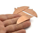 Semi Circle Blank, 6 Raw Copper Half Moon Charms With 1 Loop And 2 Holes, Stamping Blanks (51x17x0.70mm) M906