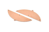 Semi Circle Blank, 6 Raw Copper Half Moon Charms With 1 Loop And 3 Holes, Stamping Blanks (51x17x0.70mm) M907