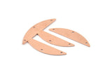 Semi Circle Blank, 6 Raw Copper Half Moon Charms With 3 Holes, Stamping Blanks (37x8x0.70mm) M914