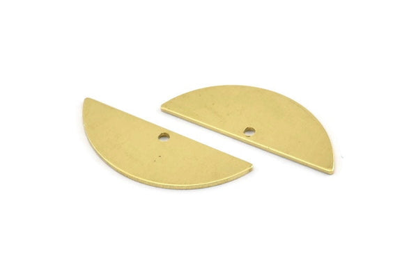 Semi Circle Charm, 12 Raw Brass Half Moon Charms With 1 Hole, Blanks, Stamping Blanks (29x11x0.80mm) M954