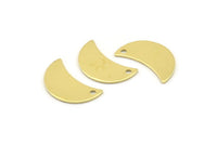 Brass Moon Charm, 12 Raw Brass Moon Charm With 1 Hole, Blanks, Findings (18x8.5x0.70mm) M739