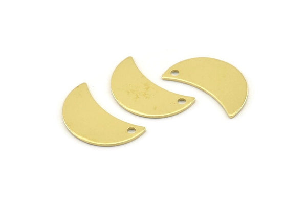 Brass Moon Charm, 12 Raw Brass Moon Charm With 1 Hole, Blanks, Findings (18x8.5x0.70mm) M739