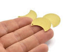 Brass Moon Charm, 12 Raw Brass Moon Charm With 1 Hole, Blanks, Findings (25x15x0.70mm) M730