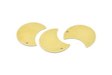 Brass Moon Charm, 12 Raw Brass Moon Charm With 1 Hole, Blanks, Findings (25x15x0.70mm) M731