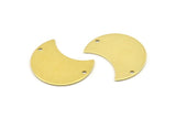 Brass Moon Charm, 12 Raw Brass Moon Charm With 2 Holes, Blanks, Findings (25x15x0.70mm) M732