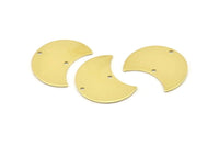 Brass Moon Charm, 12 Raw Brass Moon Charm With 2 Holes, Blanks, Findings (25x15x0.70mm) M734