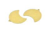 Brass Moon Charm, 12 Raw Brass Moon Charm With 1 Loop, Blanks, Findings (25x18x0.70mm) M685