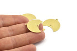 Brass Moon Charm, 12 Raw Brass Moon Charm With 1 Loop And 1 Hole, Blanks, Findings (25x18x0.70mm) M716