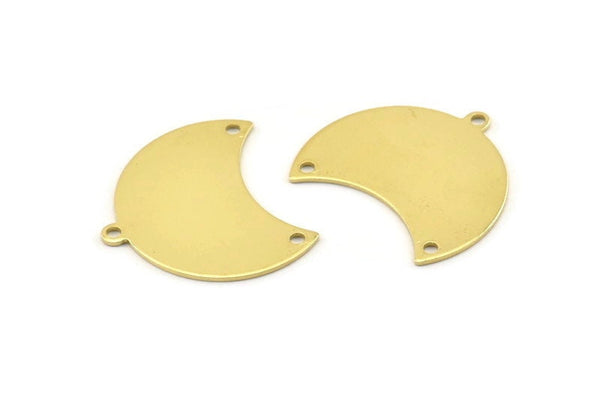 Brass Moon Charm, 12 Raw Brass Moon Charm With 1 Loop And 2 Holes, Blanks, Findings (25x18x0.70mm) M717