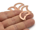 Copper Moon Charm, 10 Raw Copper Moon Charm With 4 Holes, Blanks, Findings (25x15x0.70mm) M767
