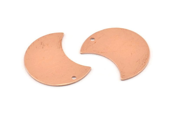 Copper Moon Charm, 10 Raw Copper Moon Charm With 1 Hole, Blanks, Findings (25x15x0.70mm) M709