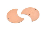 Copper Moon Charm, 10 Raw Copper Moon Charm With 2 Holes, Blanks, Findings (25x15x0.70mm) M711