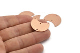 Copper Moon Charm, 10 Raw Copper Moon Charm With 4 Holes, Blanks, Findings (25x15x0.70mm) M715