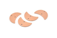 Copper Moon Charm, 10 Raw Copper Moon Charm With 2 Holes, Blanks, Findings (18x8.5x0.70mm) M724