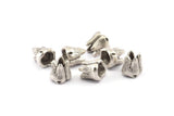 Silver Teeth Bracelet Part, 2 Antique Silver Plated Brass Teeth Connectors (11x10mm) U081