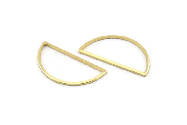 Brass Half Moon, 25 Raw Brass Semi Circle Connectors (14x28x1mm) A1700