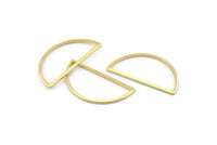 Brass Half Moon, 25 Raw Brass Semi Circle Connectors (14x28x1mm) A1700
