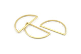Brass Half Moon, 25 Raw Brass Semi Circle Connectors (14x28x1mm) A1700