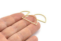 Brass Half Moon, 25 Raw Brass Semi Circle Connectors (14x28x1mm) A1700