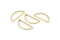 Brass Half Moon, 50 Raw Brass Semi Circle Connectors (10x23x1mm) A1701