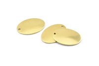 Brass Oval Charm, 24 Raw Brass Oval Charms With 1 Hole (24x17x1mm) A1579