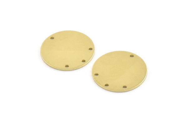 Brass Round Charm, 8 Raw Brass Round Charms With 4 Holes, Stamping Blanks (21x0.90mm) M969