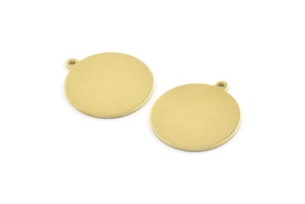 Brass Round Tag, 8 Raw Brass Round Charms With 1 Loop, Blanks (21x23x0.90mm) M970