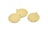 Brass Round Tag, 8 Raw Brass Round Charms With 1 Loop And 4 Holes, Blanks (21x23x0.90mm) M972