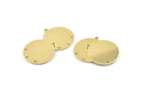Brass Round Tag, 8 Raw Brass Round Charms With 1 Loop And 4 Holes, Blanks (21x23x0.90mm) M972