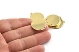 Brass Round Tag, 8 Raw Brass Round Charms With 1 Loop And 4 Holes, Blanks (21x23x0.90mm) M972