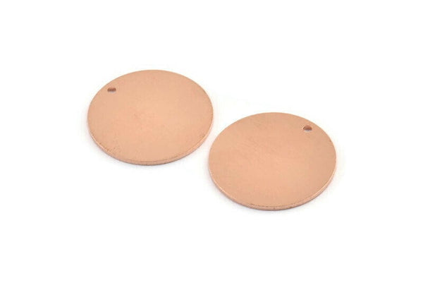 Bakır Yuvarlak Charm, 1 Delikli 8 Ham Bakır Yuvarlak Charm, Damgalama Boşlukları (21x0,90 mm) M963