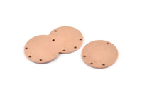 Bakır Yuvarlak Charm, 4 Delikli 8 Ham Bakır Yuvarlak Charm, Damgalama Boşlukları (21x0,90 mm) M965