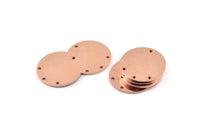 Bakır Yuvarlak Charm, 4 Delikli 8 Ham Bakır Yuvarlak Charm, Damgalama Boşlukları (21x0,90 mm) M965