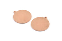 Copper Round Charm, 8 Raw Copper Round Charms With 1 Loop, Stamping Blanks (21x23x0.90mm) M959