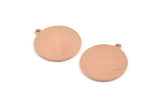 Copper Round Charm, 8 Raw Copper Round Charms With 1 Loop, Stamping Blanks (21x23x0.90mm) M959