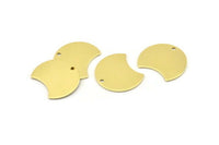 Brass Moon Charm, 12 Raw Brass Crescent Moon Charms With 1 Hole, Blanks (20x15x0.70mm) M805